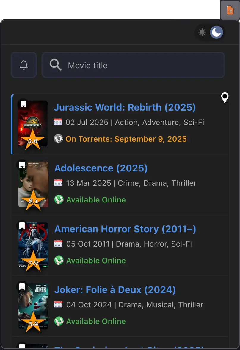 Movie Tracker List Screenshot